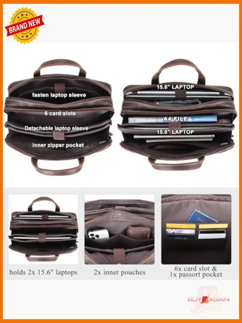 Leather Briefcase 15.6